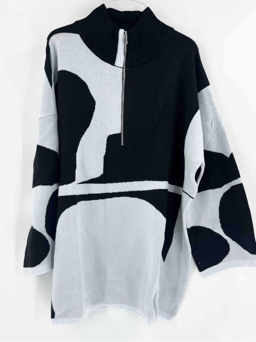 Aumora  1/4 zip-up Composition brand graphic half-zip sweater size xl new